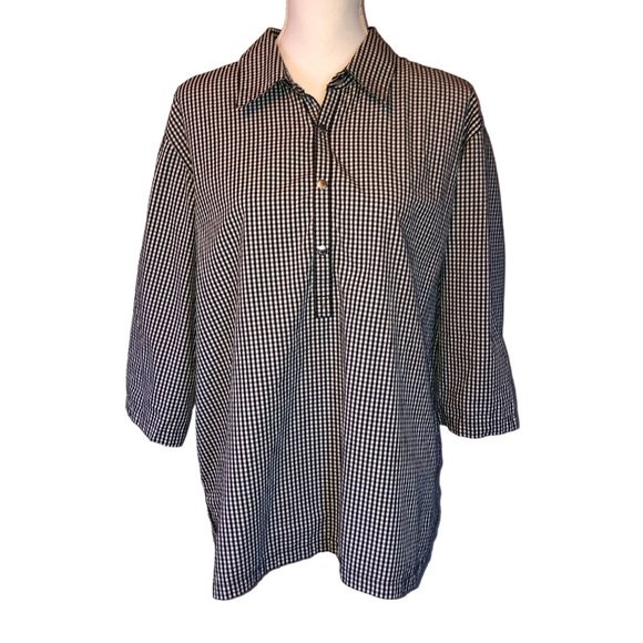 Liz Claiborne LizSport Blouse Womens XL Used Black White - Picture 3 of 16